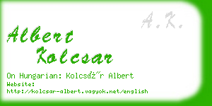 albert kolcsar business card